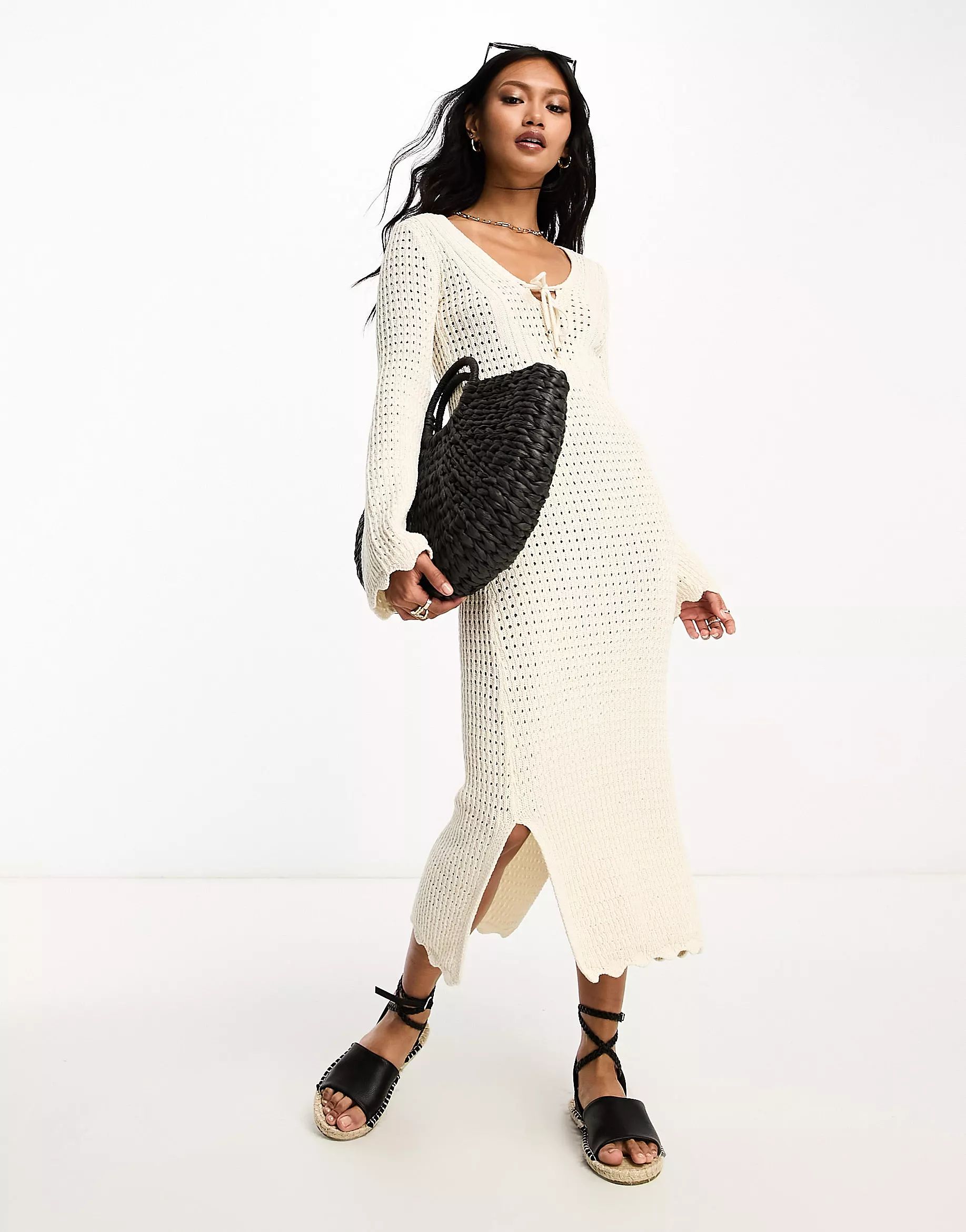 River Island crochet maxi dress in white | ASOS (Global)