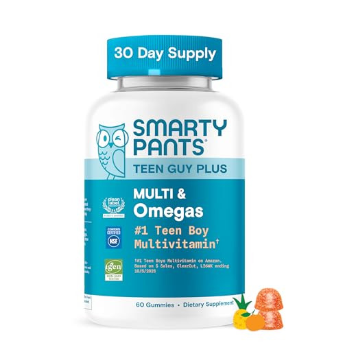 SmartyPants Teen Guy Multivitamin Gummies - Improved Formula: Omega 3 (DHA/EPA), Vitamin D3, C, V... | Amazon (US)