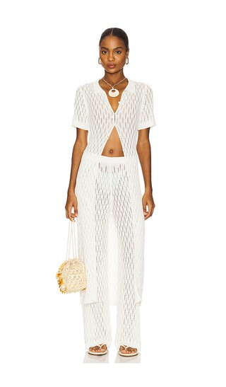 Kirra Pointelle Knit Top in White | Revolve Clothing (Global)