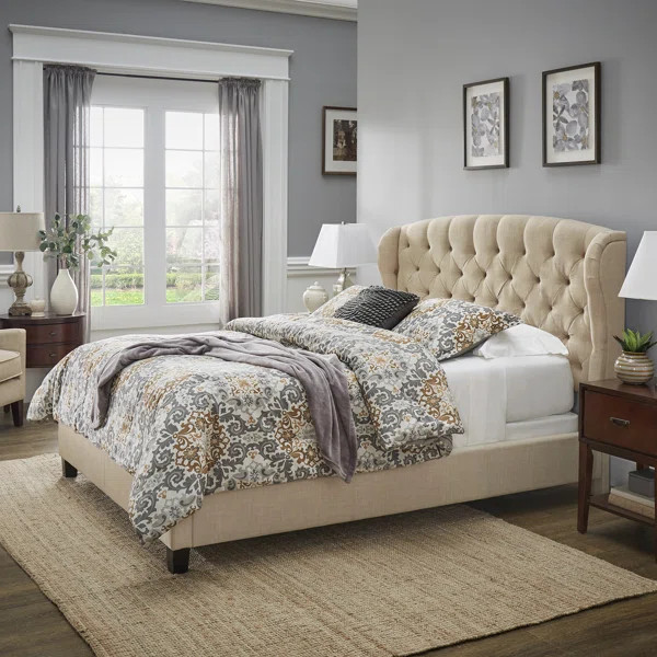 Stanardsville Tufted Solid Wood and Upholstered Low Profile Standard Bed | Wayfair North America
