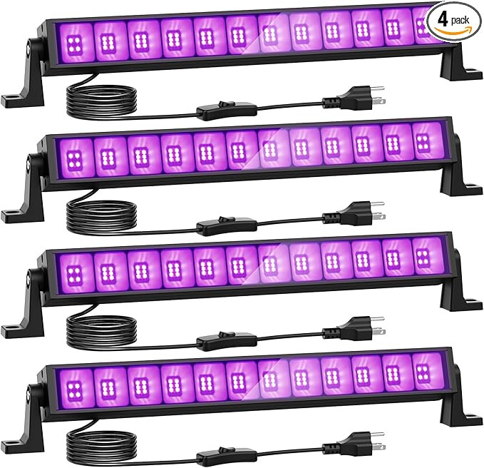 Onforu 4 Pack 42W LED Black Lights, Blacklight Bars with Plug and Switch, Glow in The Dark Party ... | Amazon (US)