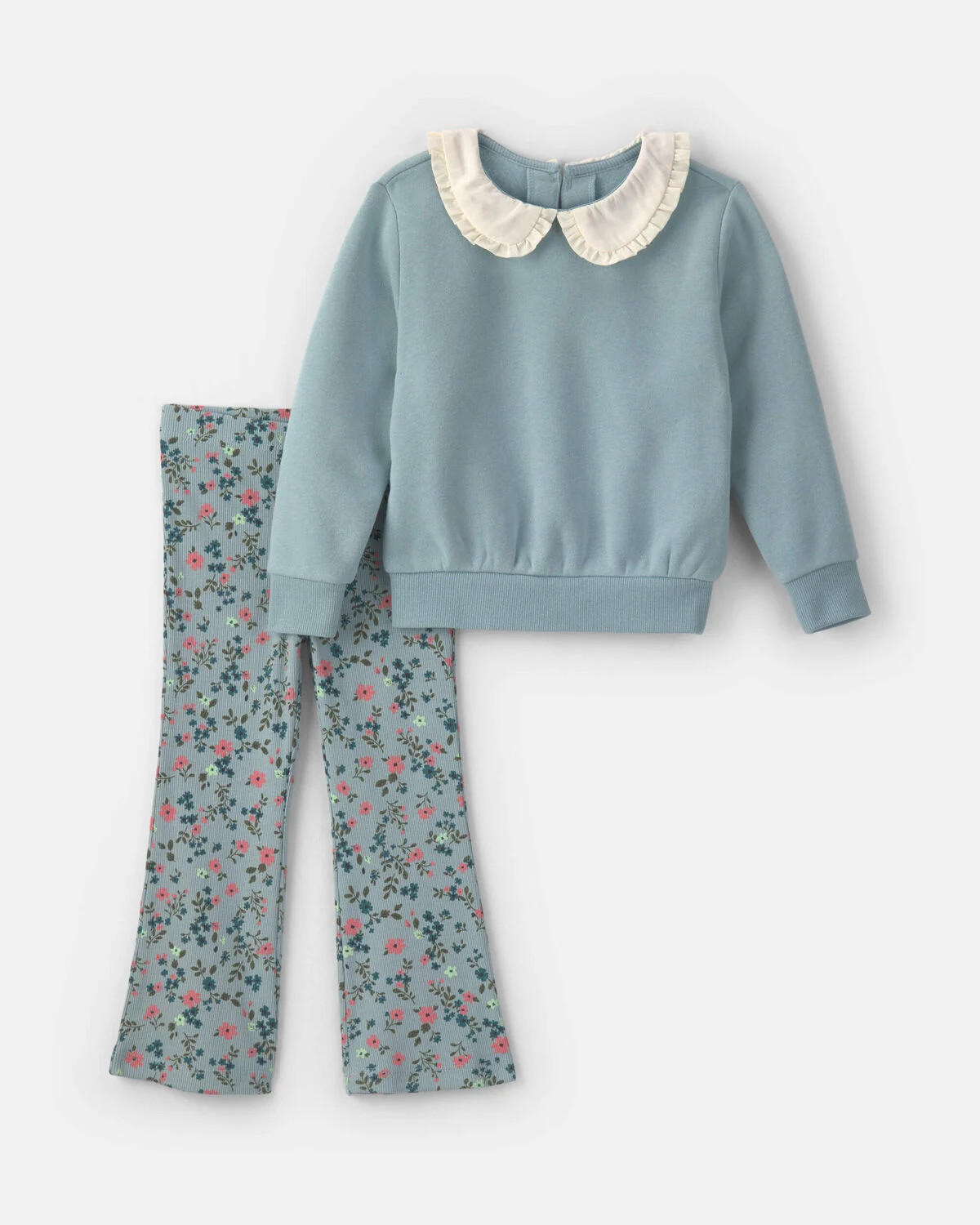 Toddler Girl 2-Piece Floral Fleece Sweatshirt & Pant Set - Blue | Carter's | Carter's Inc