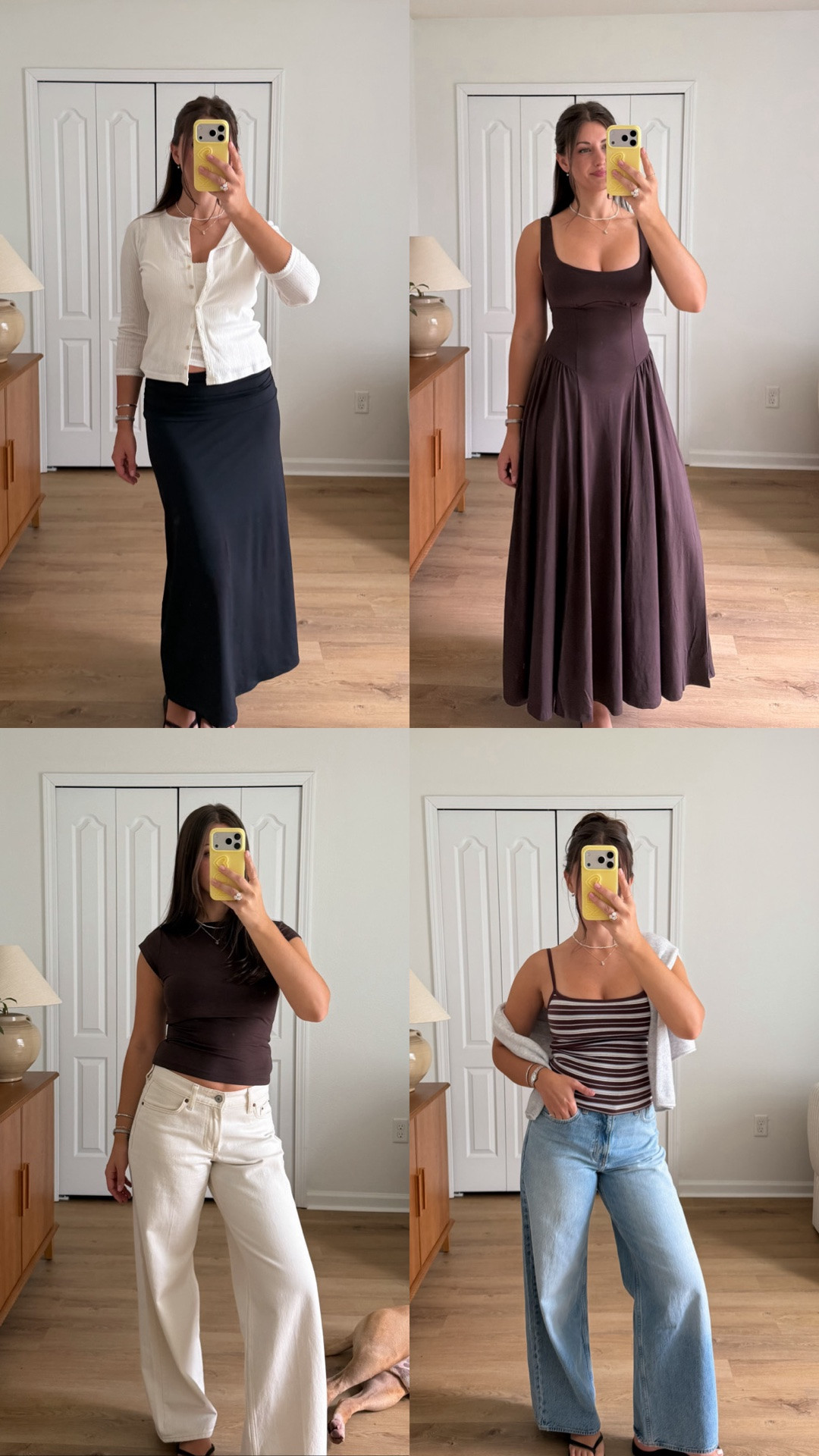 late summer / early fall @abercrombie try on! Extra 15% off code: DENIMAF. Wearing size small tank, small cardigan  + cardigan set, XS R dress, XS brown top, 26R jeans, 25R ecru jeans, and small skirt.

#LTKootd #LTKSeasonal #LTKSaleAlert