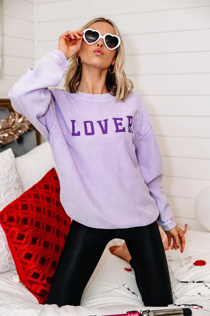 Lover Lilac Purple Corded Graphic Sweatshirt | The Mint Julep Boutique