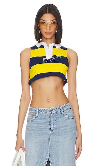 League Cropped Rugby Shirt in Yellow & Blue | Revolve Clothing (Global)