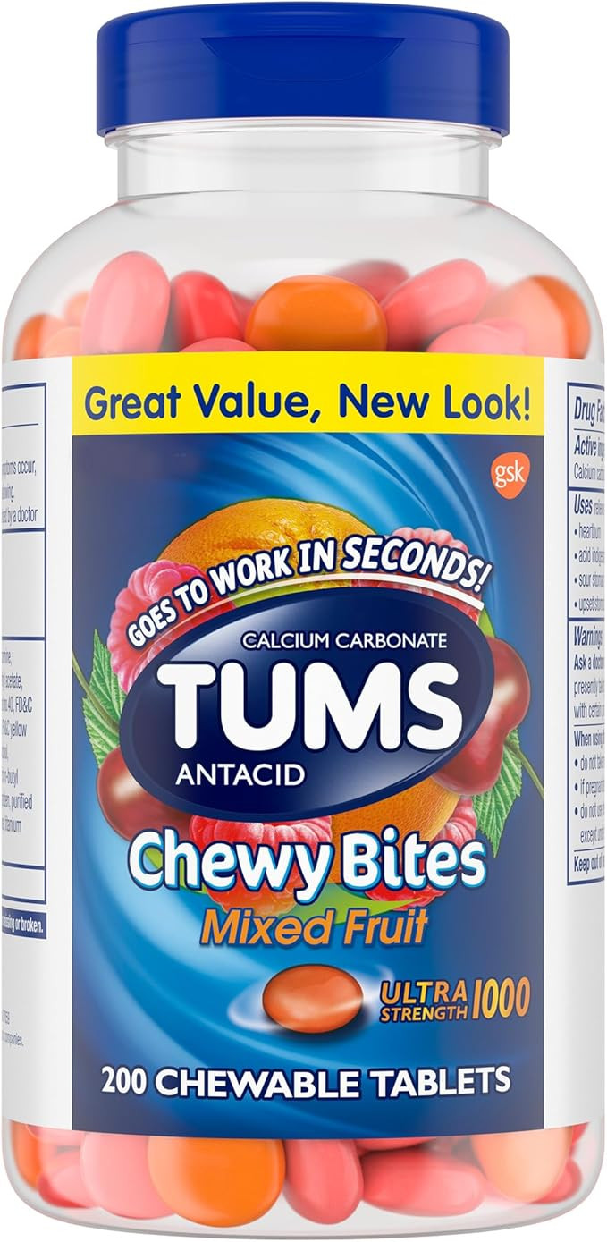 TUMS Chewy Bites Chewable Antacid Tablets for Ultra Strength Heartburn Relief, Great for a Summer... | Amazon (US)