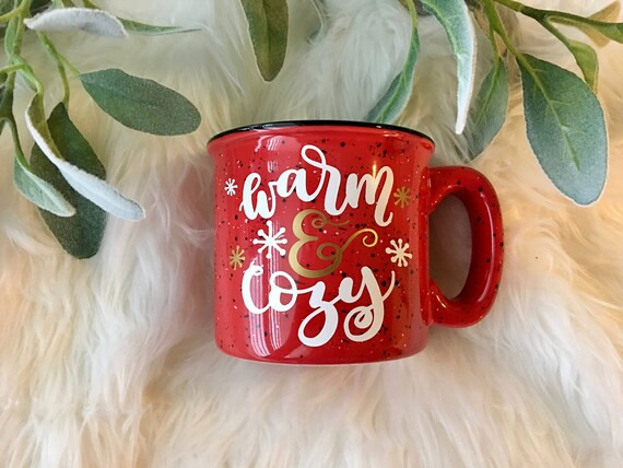 Campfire Mug / Warm and Cozy / Glitter Mug / Fall Mug  / Red Campfire Mug | Etsy (US)