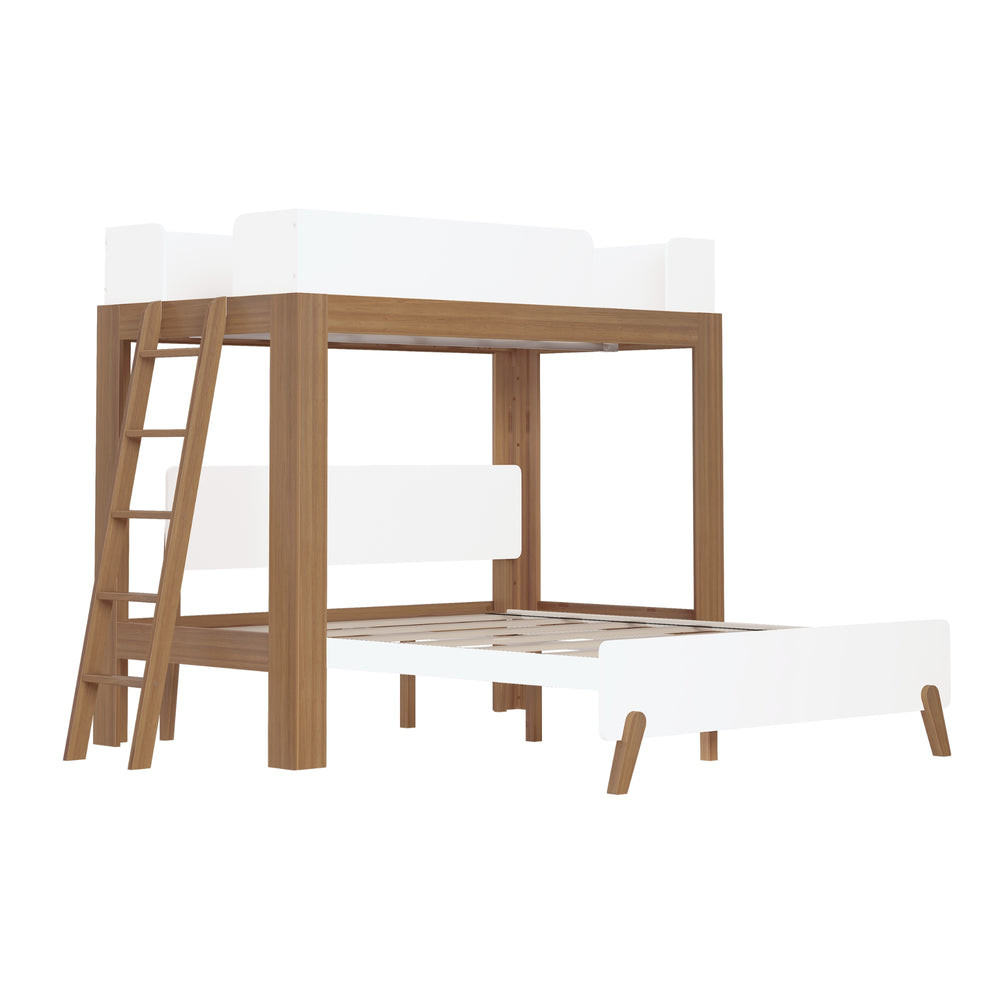 Mid-Century Modern Twin Over Queen L-Shaped Bunk Bed | max & lily