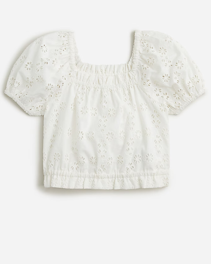 Girls' cropped eyelet top | J. Crew US