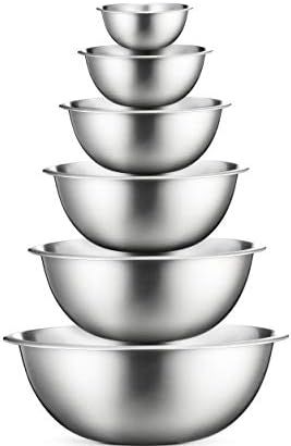 FineDine Stainless Steel Mixing Bowls (Set of 6) Stainless Steel Mixing Bowl Set - Easy To Clean,... | Amazon (US)
