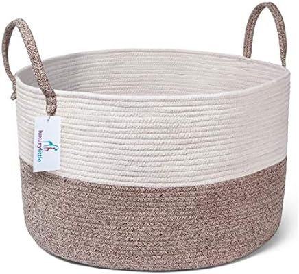 Luxury Little Nursery Storage Basket, Size XXXL :: 100% Cotton Rope Hamper with Handles :: Sturdy... | Amazon (US)