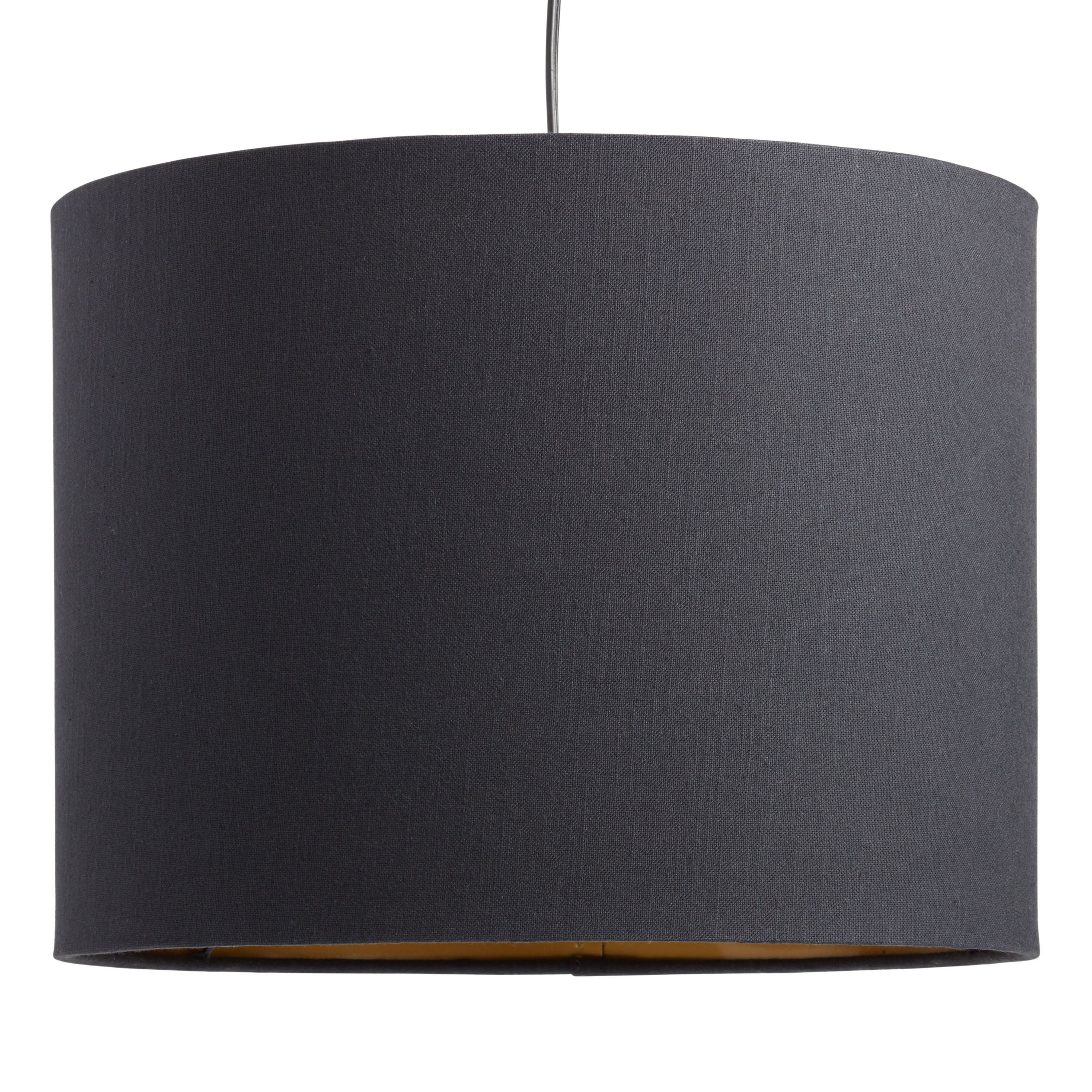 Black Linen Drum Table Lamp Shade with Gold Lining | World Market