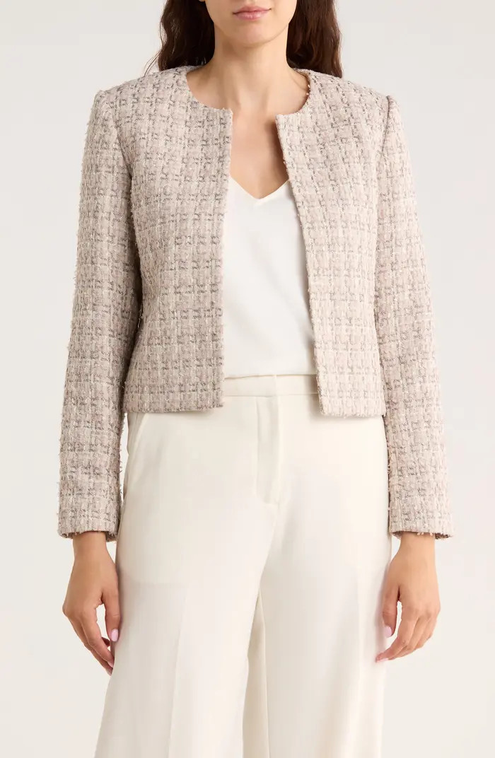 Calvin Klein Open Front Tweed Crop Jacket | Nordstromrack | Nordstrom Rack