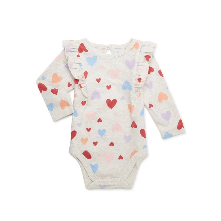 Garanimals Baby Girl Print Bodysuit with Ruffle Long Sleeves, Sizes 0M-24M | Walmart (US)