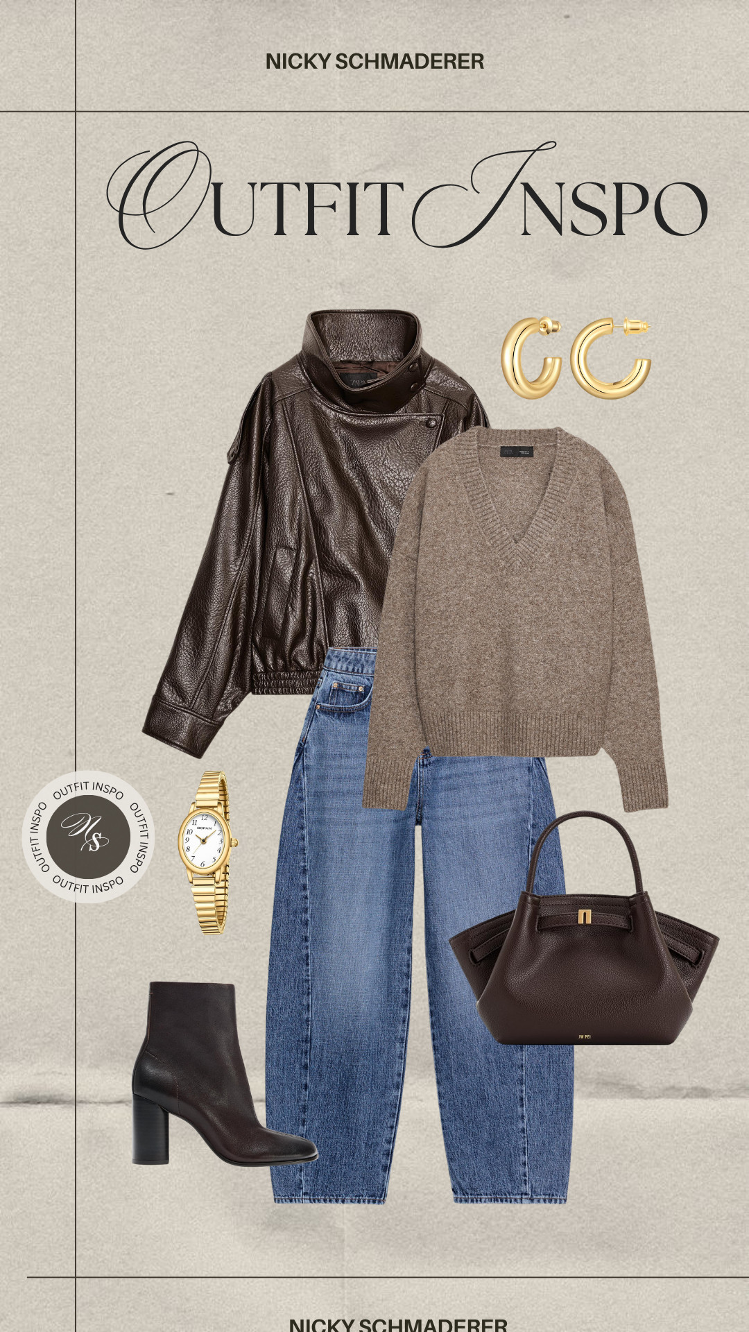 Fall brown accents outfit inspo with leather jacket and balloon jeans from Zara.  

 #LTKootd #LTKSeasonal #LTKU