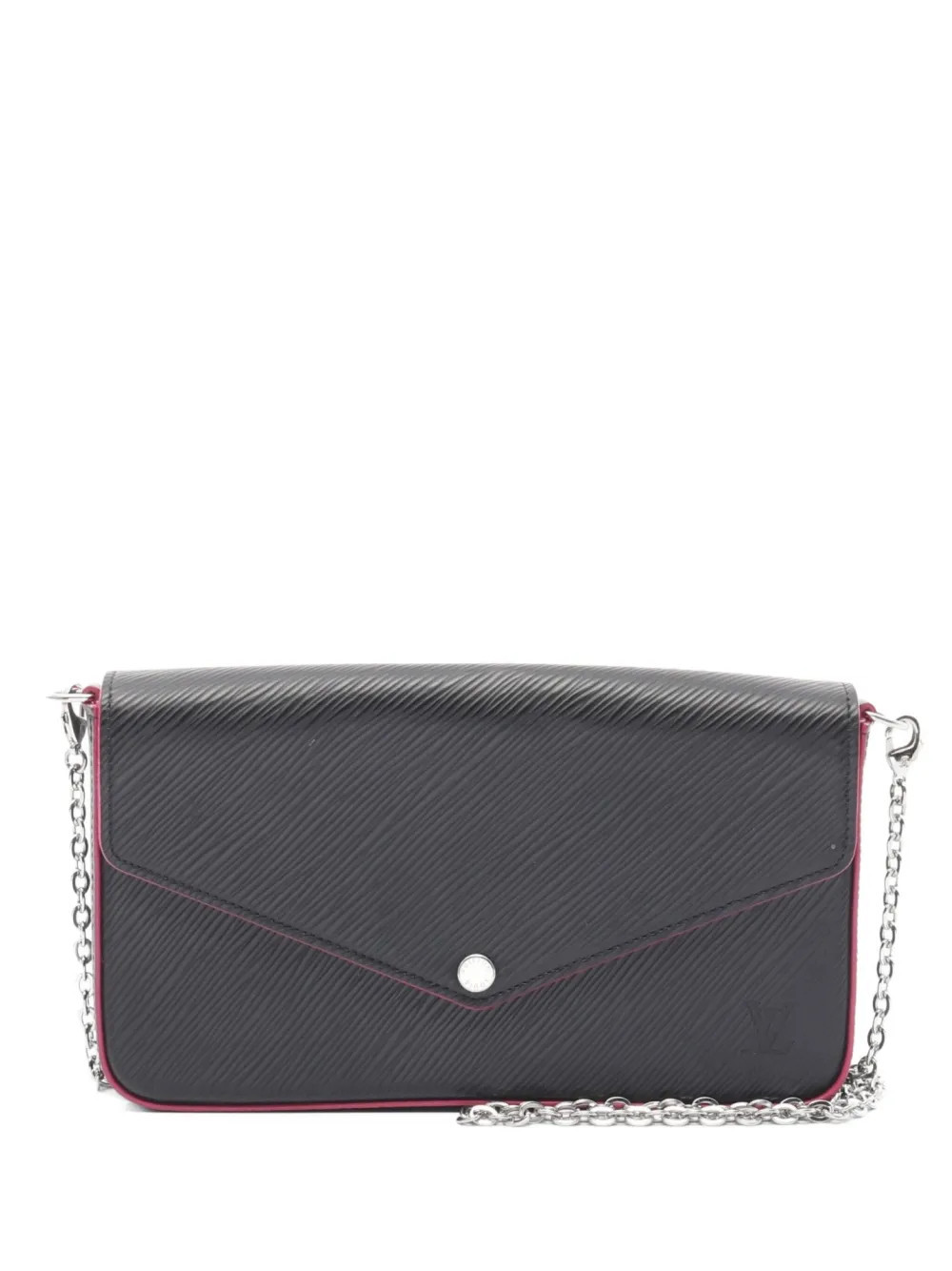 Louis Vuitton Pre-Owned leather wallet on chain - Black | Farfetch Global