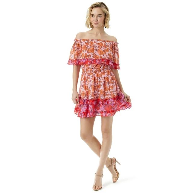 Jessica Simpson Women's and Women's Plus Amelia Ruffle Short Dress - Walmart.com | Walmart (US)