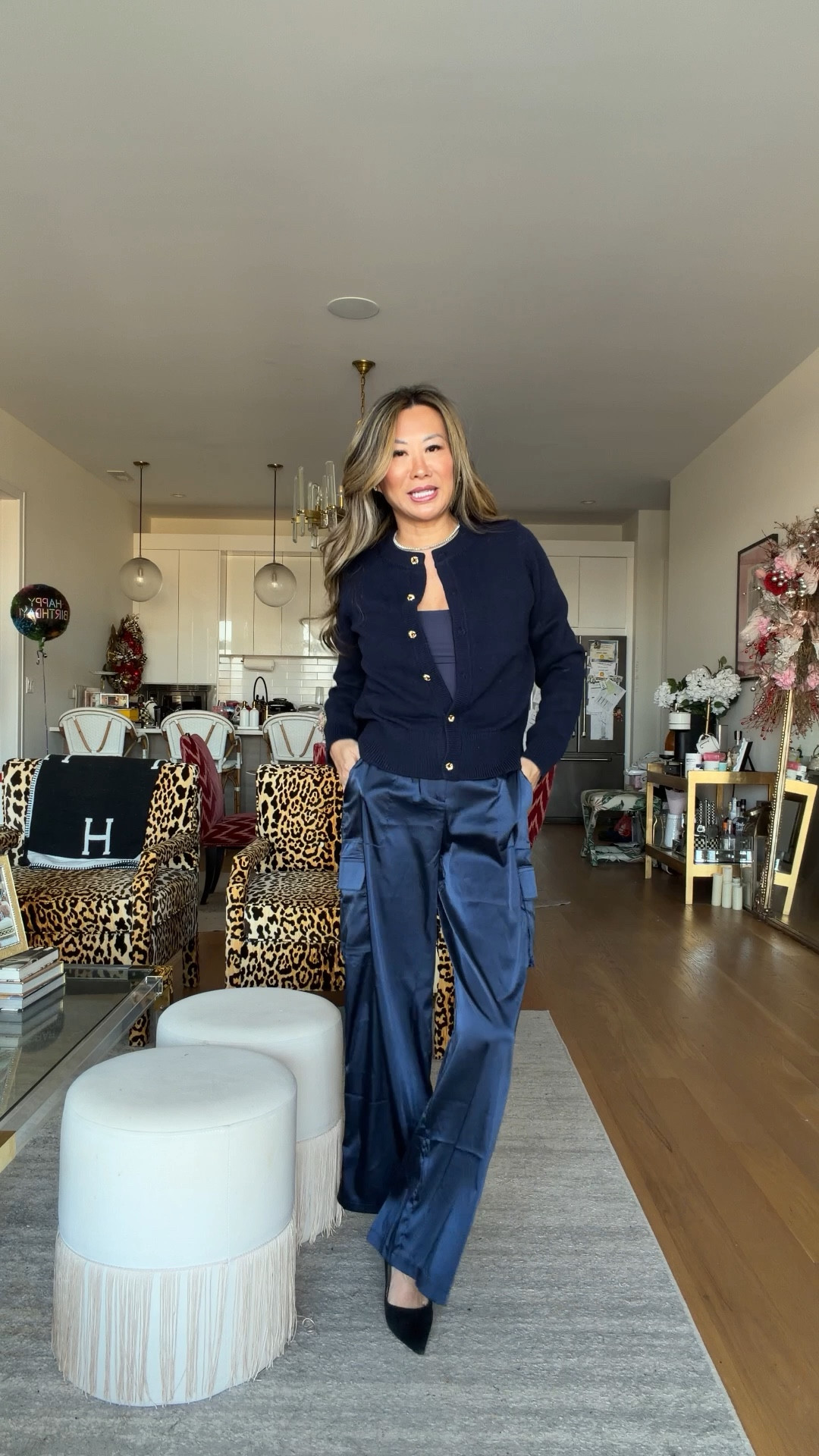 Cashmere blend cardigan, skims like tank, satin cargo pants. Size small in pants, XS in cardigan  

#LTKootd #LTKgrwm #LTKdayinmylife