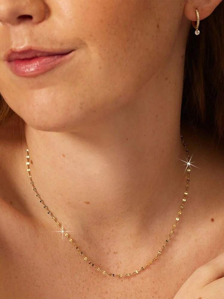 1pc Stainless Steel Minimalist Style Gold Color Necklace For Women, Suitable For Daily Wear, Birthday, Party Matching, Gift For Friends | SHEIN