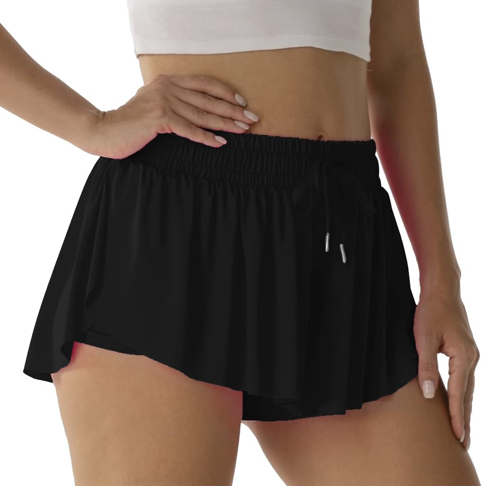 Flowy Athletic Shorts for Women Running Tennis Butterfly Shorts Girls 2-in-1 Double Layer Quick-D... | Amazon (US)