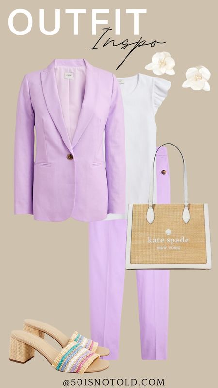 Purple blazer | purple office suit | pearl flower earrings | spring sandals | Office outfit | business style 

#LTKworkwear #LTKSeasonal #LTKshoecrush