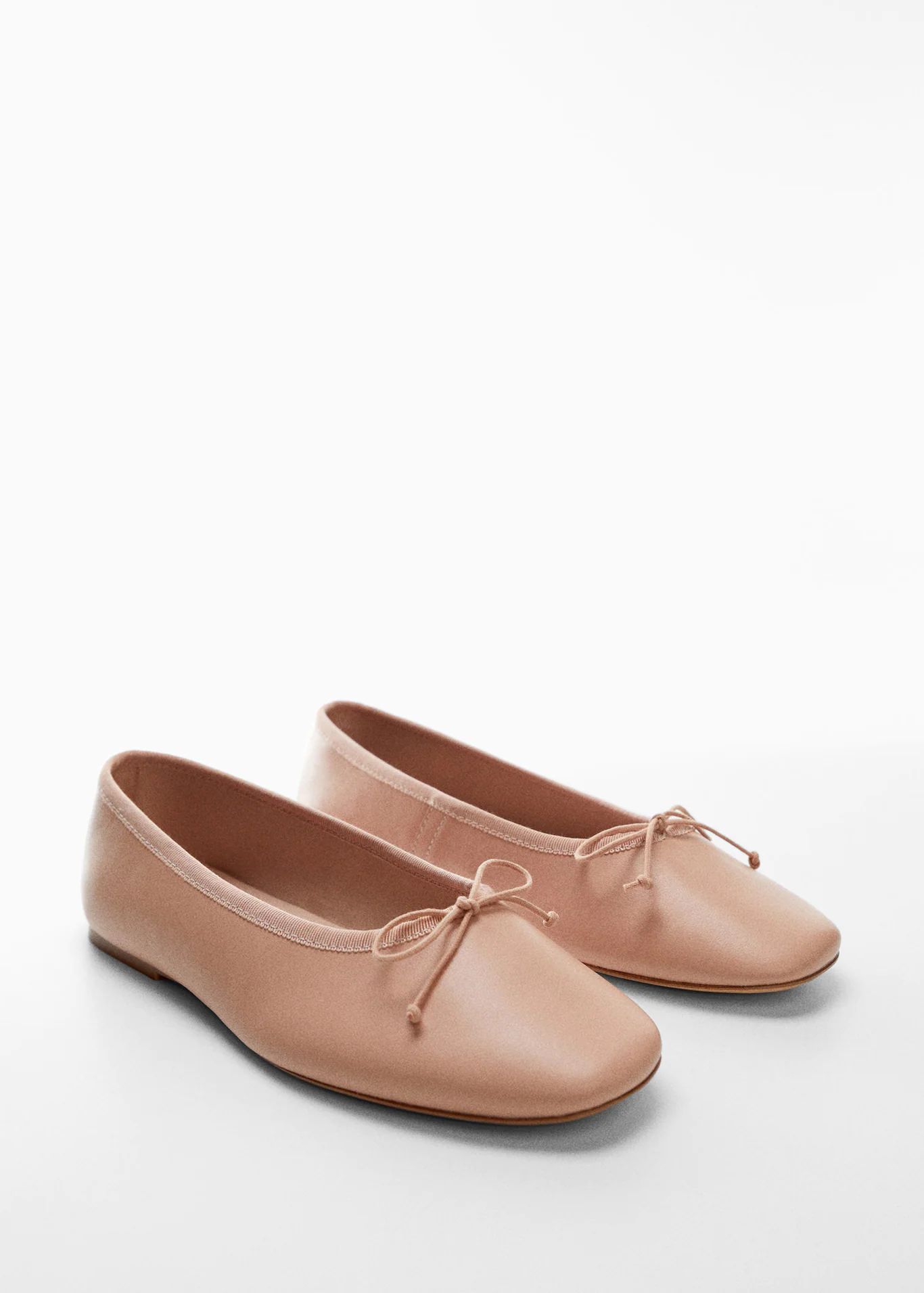 Bow leather ballerina | MANGO (US)