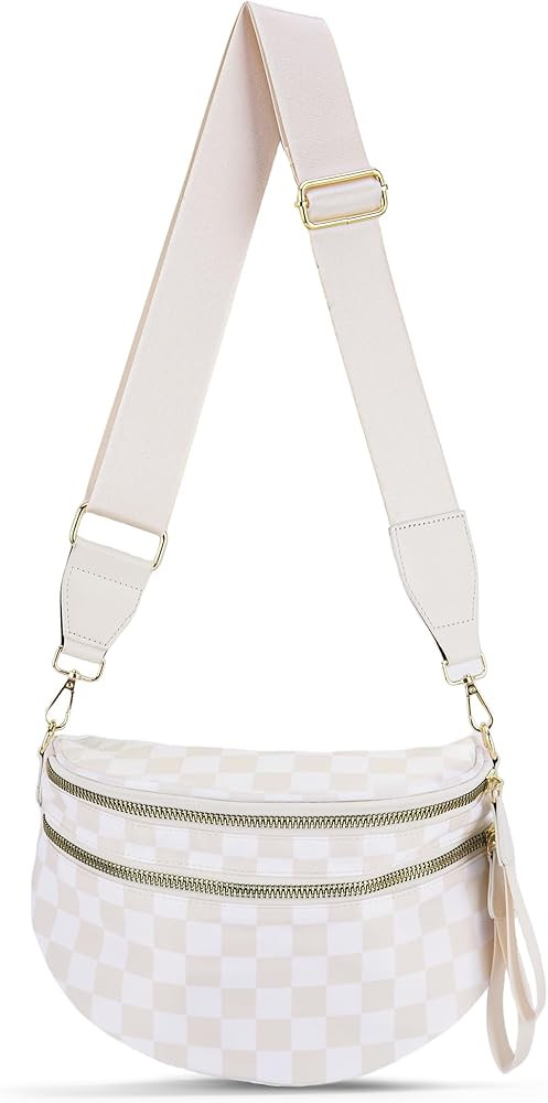 Checkered Crossbody Bum Bags for Women Nylon Checkered Purse Fanny Packs Sling Cross Body Bag wit... | Amazon (US)