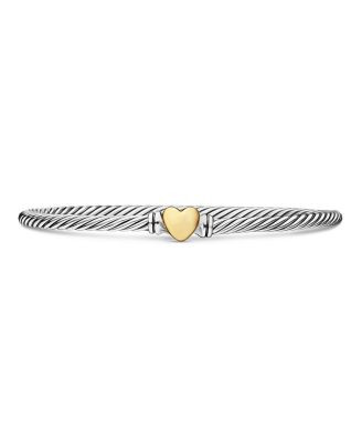 Cable Collectibles® Heart Bracelet in Sterling Silver with 18K Yellow Gold, 3mm | Bloomingdale's (US)