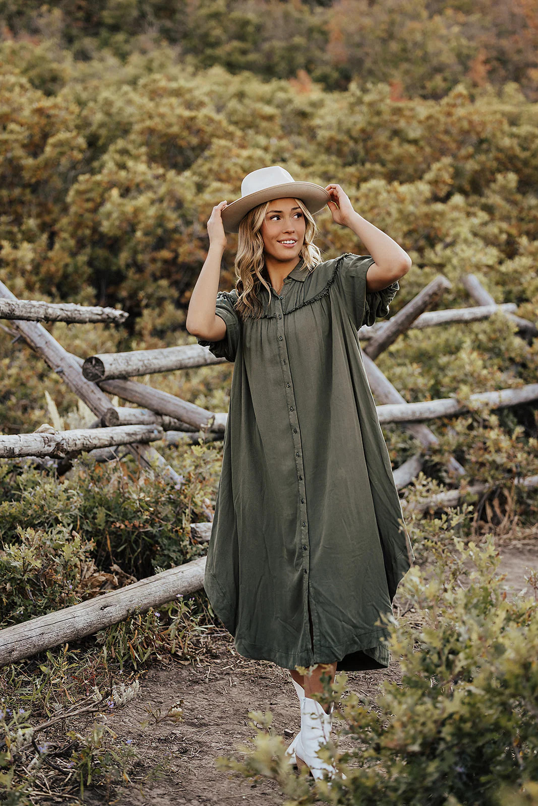 THE ASPYN SHIRT DRESS IN OLIVE | Pink Desert