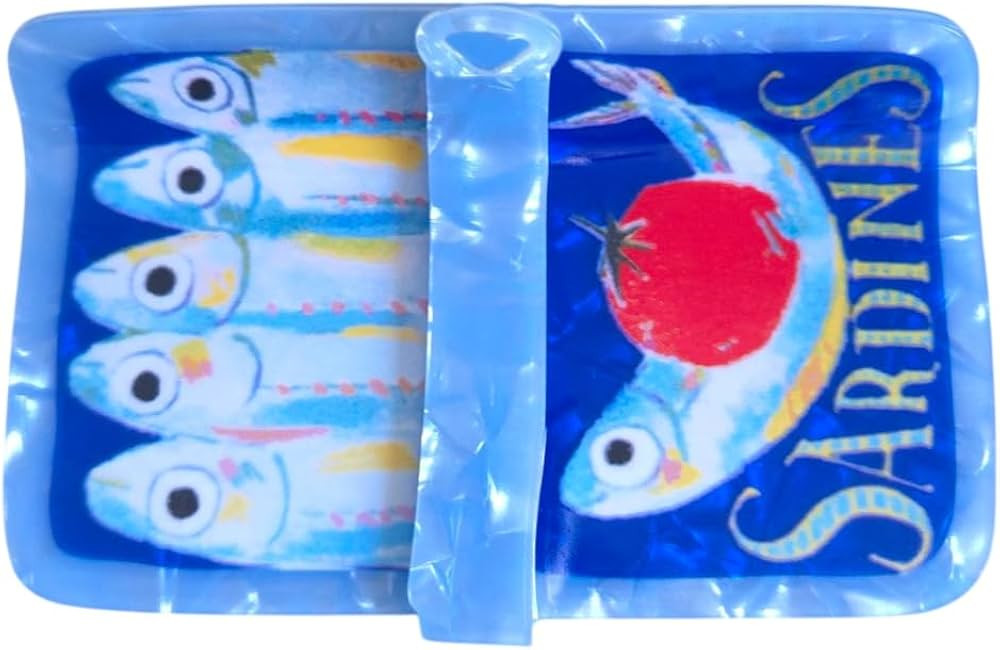 Funny Sardine Can Hair Clips,Funny Acrylic Claw Clip for Women,Sea Food Hair Clip,Blue | Amazon (US)