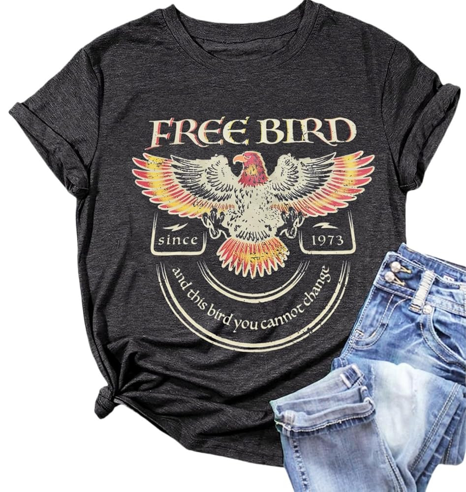 Women Vintage Rock Band Shirts Country Music Shirts Graphic Tees Concert Outfit Short Sleeve Tops | Amazon (US)