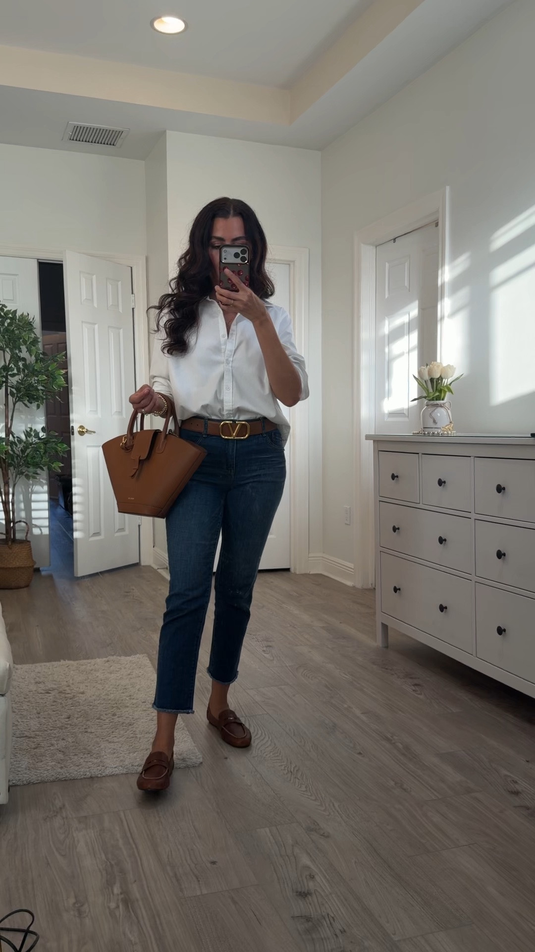 Size 2 in jeans! They are so flattering and very stretchy. Size L in button down. Size 85cm in Maison Valentino belt. That way I can wear it on my hips too. Shies are butter!!!! So comfy. Size down in shoes. Wearing 8.5. Usually 9.5#LTKSpringSale

#LTKgrwm #LTKU #LTKSeasonal