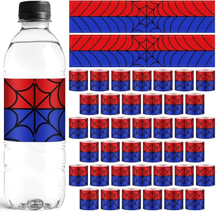 Frienda 40 Pack Spiderweb Bottle Stickers Red Blue Bottle Labels Web Sized for Halloween Birthday... | Amazon (US)