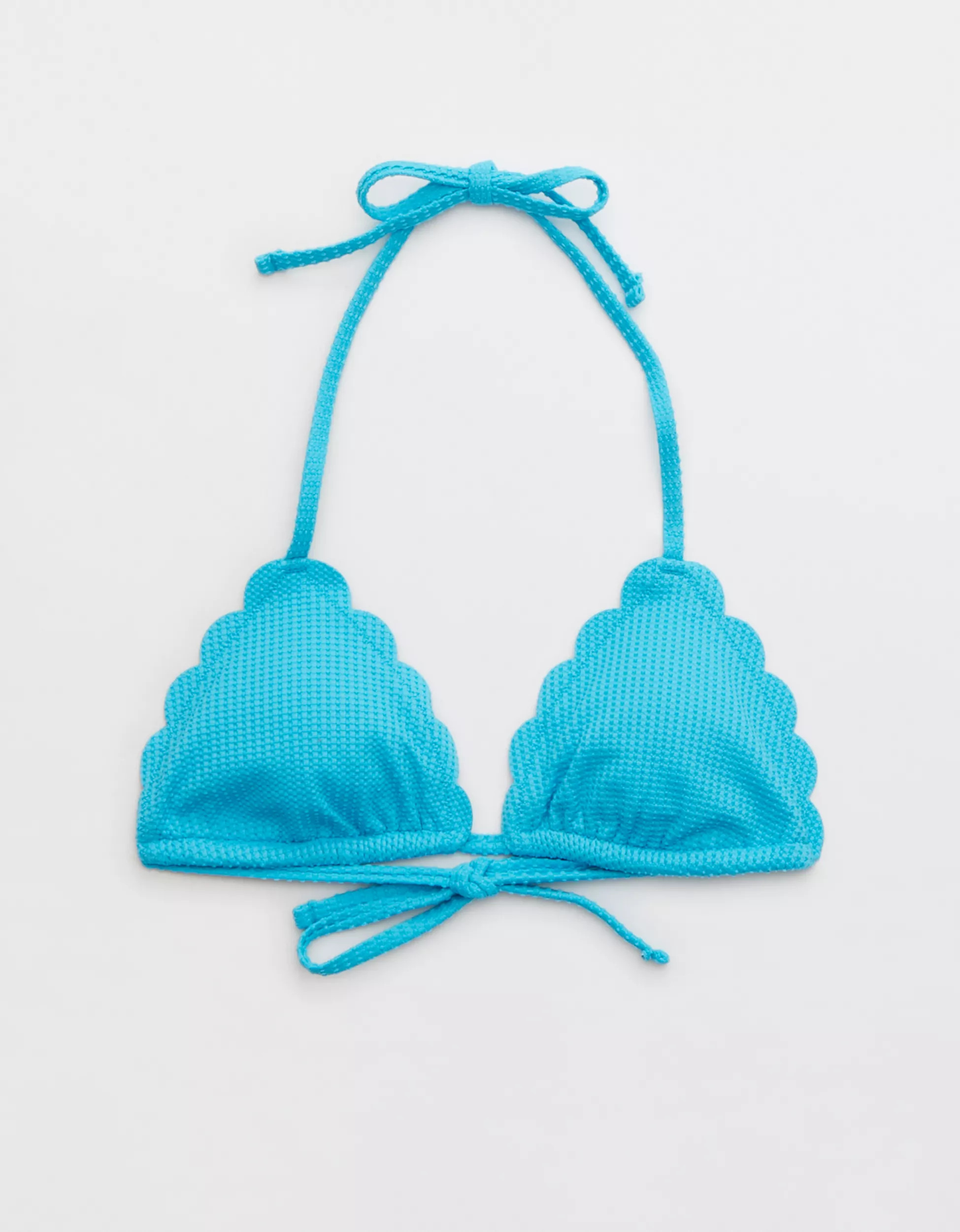 Aerie Waffle Scalloped String Triangle Bikini Top | Aerie