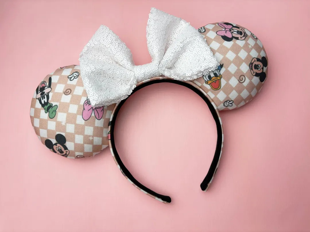 Mickey And Friends Checkered Ears, Mickey Ears, Minnie Ears, Disney Ears | Etsy (US)