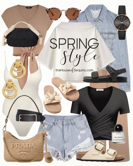 Shop these Amazon Fashion Spring Outfit and summer outfit finds! Denim shorts, one piece swimsuit, cropped t shirt, denim jacket, Marc Fisher Rattan sandals, espadrilles, matching set, Birkenstock Big buckle Arizona sandals, Prada crochet bag and more! 

#LTKSeasonal #LTKstyletip #LTKswim