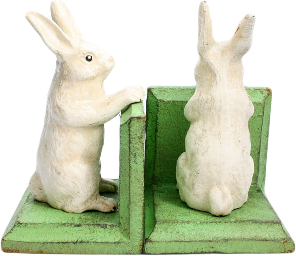 HomArt Cast Iron Bunny Bookends, White, Set of 2 (1659-6) | Amazon (US)