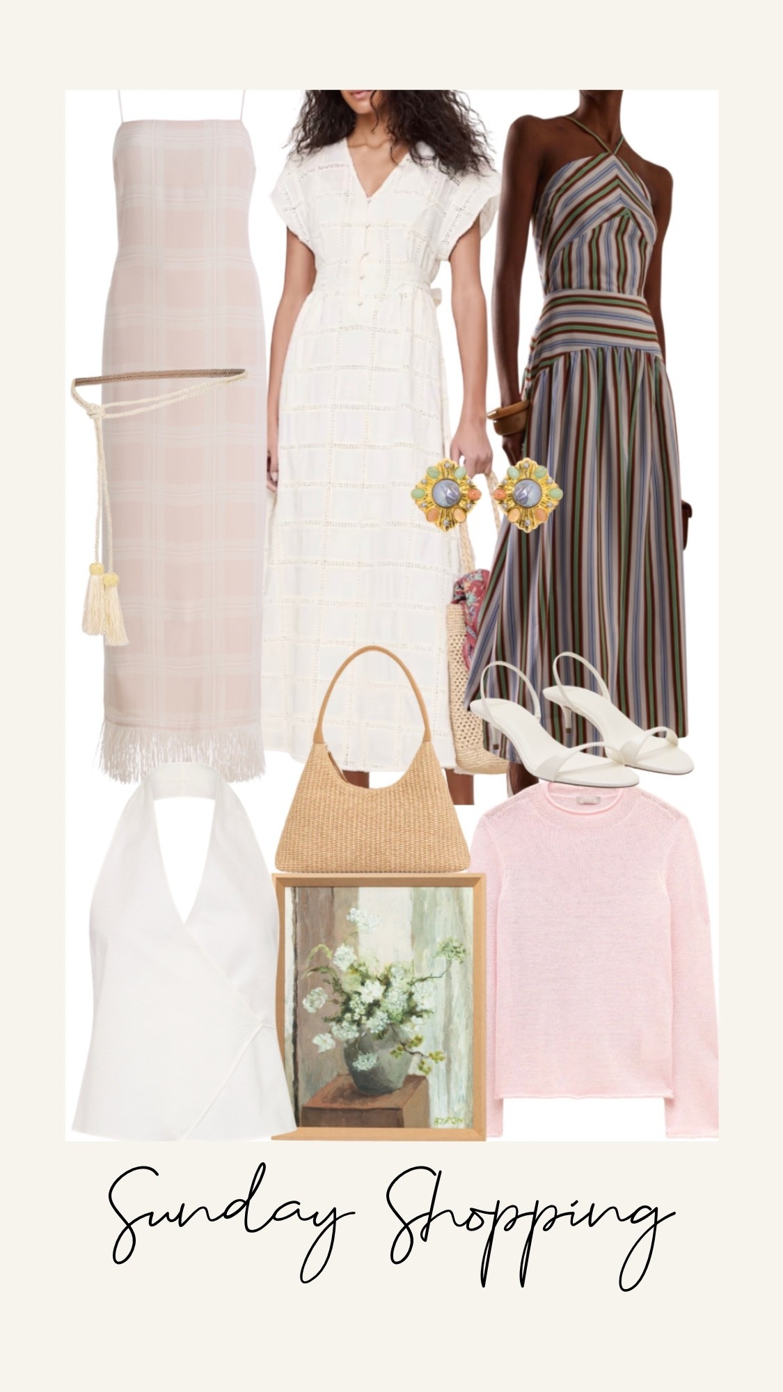 This week’s Sunday shopping top 10. From vacation outfits to white shirt dresses to pretty floral painting for the home. Accessories for spring and summer.

#LTKgrwm #LTKTravel #LTKSaleAlert