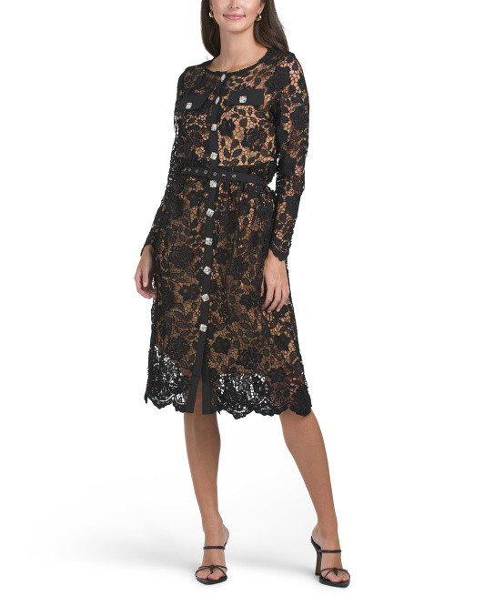 Long Sleeve Lace Midi Dress | TJ Maxx