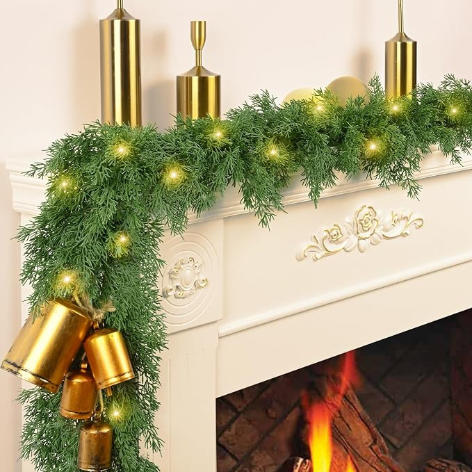Christmas Garland Decorations - 5.9 FT Faux Cedar Garland Artificial Realistic, Real Touch Cedar ... | Amazon (US)