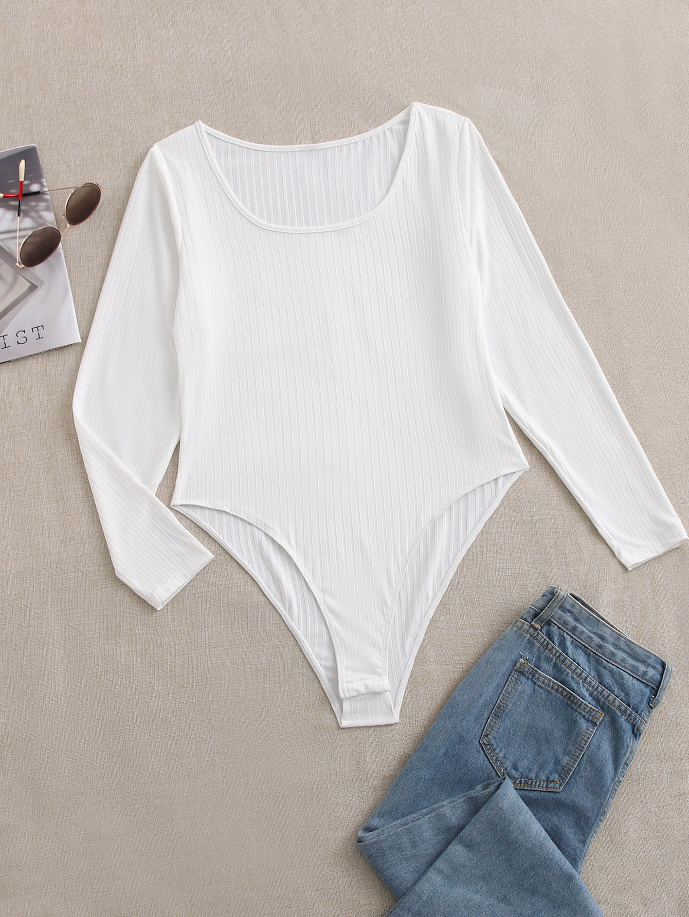 SHEIN EZwear Plus Ribbed Knit Bodysuit | SHEIN