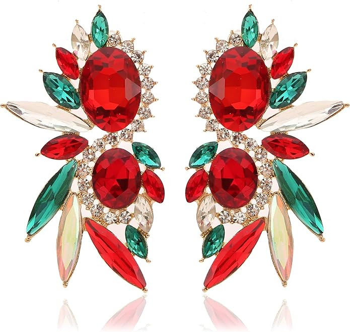 Vintage Rhinestone Statement Earrings Fancy Crystal Cluster Drop Dangle Earrings for Women | Amazon (US)