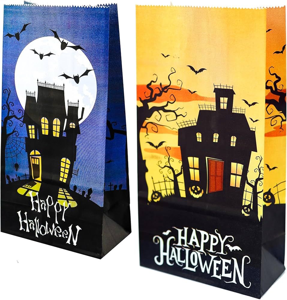 Iconikal Halloween Treat Paper Bags, 40-Pack - 2 Spooky Designs - Ideal for Candy, Popcorn, Gifts... | Amazon (US)