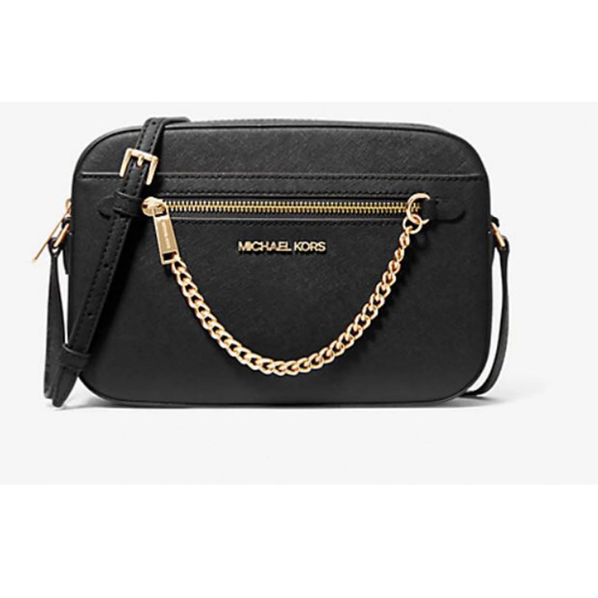 M K Women's Adult Two inside pockets leather East West Chain Crossbody Bag, Black/Large | Walmart (US)