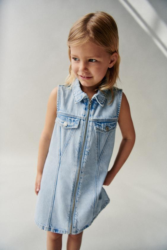 DENIM ZIPPER SKATER DRESS | Zara US