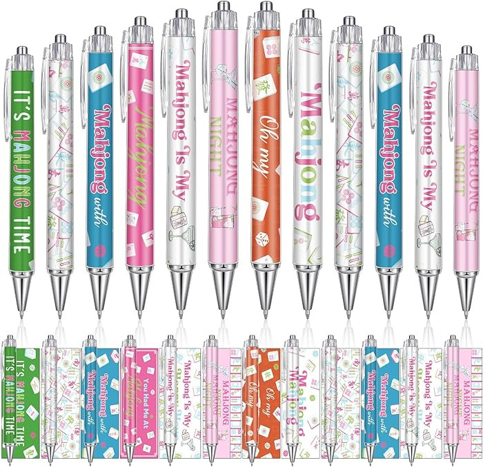 24 pcs Mahjong Ballpoint Pens Mahjong Gifts for Women Chinese Funny Gifts Retractable Rolling Bal... | Amazon (US)