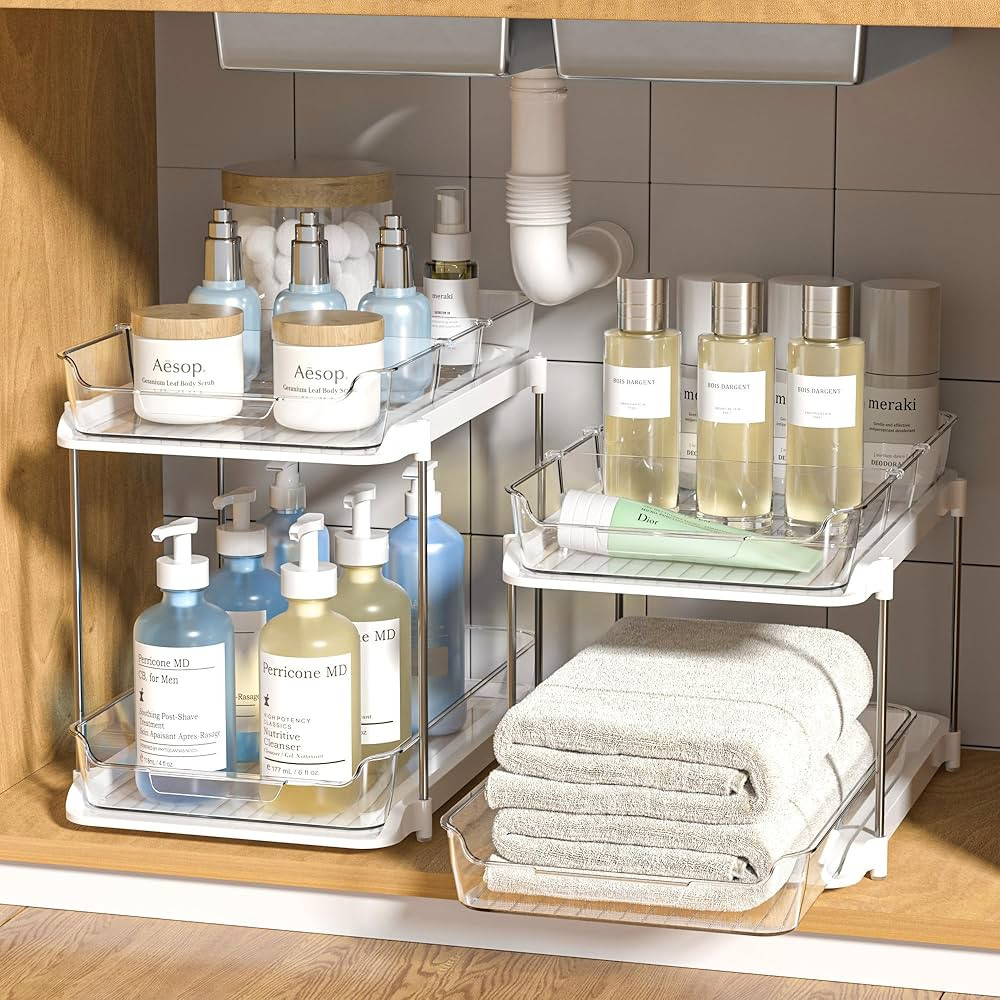 Delamu 2 Sets of 2-Tier Multi-Purpose Bathroom Under Sink Organizers and Storage, Stackable Kitch... | Amazon (CA)