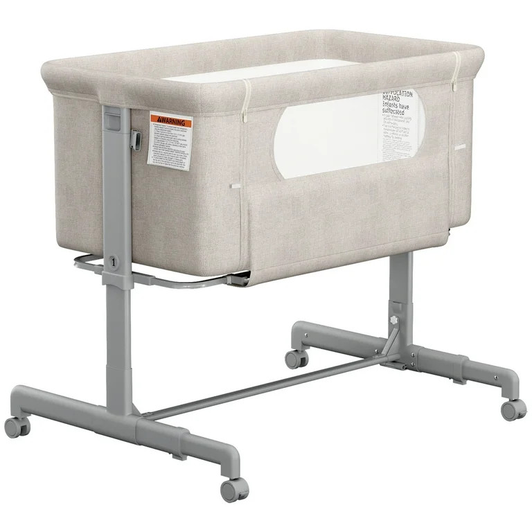 Babyomi Baby Bassinet with Adjustable 6-Level Height, Bedside Crib for Newborn, Beige | Walmart (US)