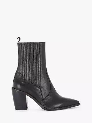 Mint Velvet Willow Mid Calf Leather Boots, Black | John Lewis (UK)