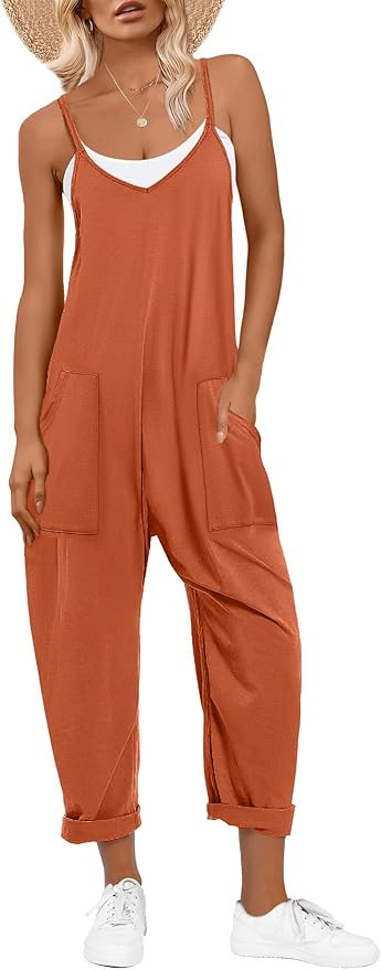 ANRABESS Jumpsuits for Women Casual Summer Overalls Sleeveless Spaghetti Strap Romper Jumpers Tre... | Amazon (US)